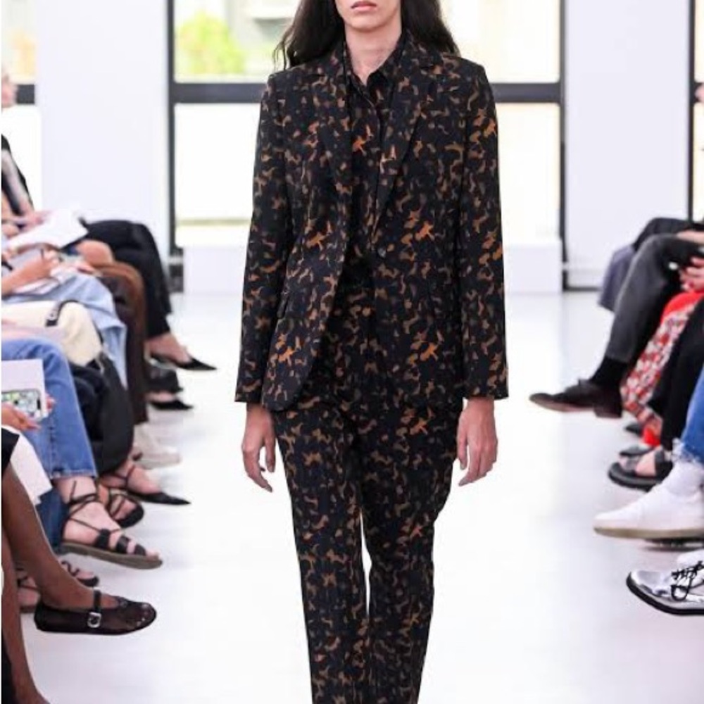 Theory Black and Gold Patterned Suit. Jacket and Matching Pants